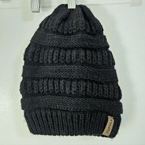 Slouchy Black Double Layered Knit Beanie